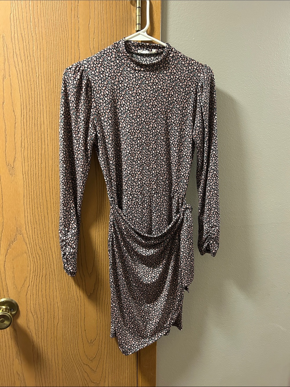 Lush Black and Pink Floral Long Sleeve Mini Dress